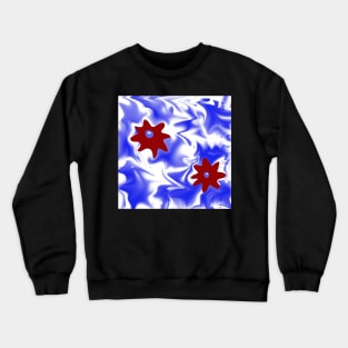 Two red blooms on blue Crewneck Sweatshirt